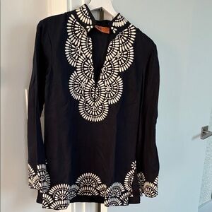 Tory Burch Midnight Blue and Ivory Tunic